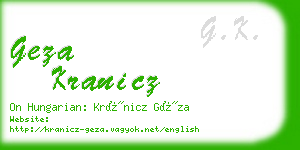 geza kranicz business card